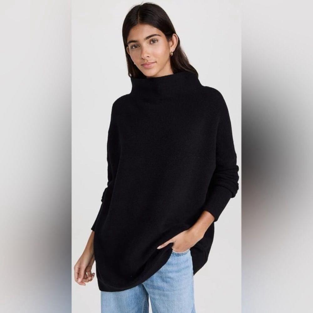 Free People Ottoman Slouchy Tunic Sweater - Black